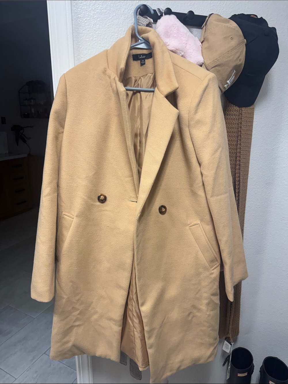 Lulu's Double-Breasted Camel Pea Coat